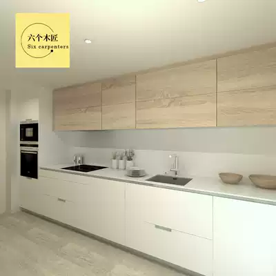 Six carpenters whole house custom-made modern simple whole kitchen whole cabinet custom-made one-shaped open whole Cabinet