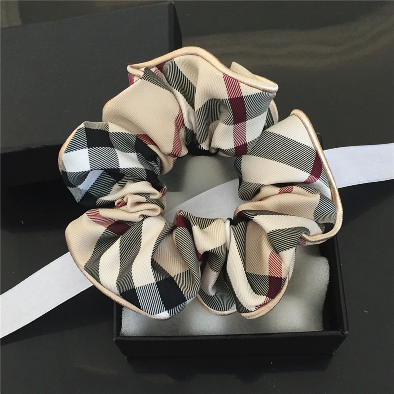 Korean Fashion Style Plaid Scrunchie Hair Tie with a Luxurious and High-End Feel