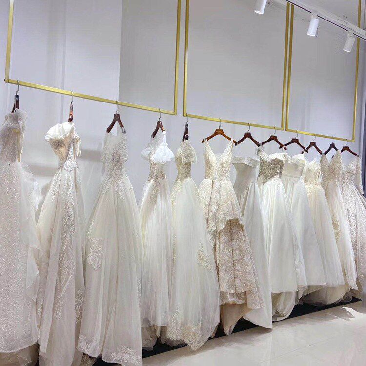 Golden wedding hanger photo studio dress show he dress display shelf men's and women's clothing store ceiling hanging hangers