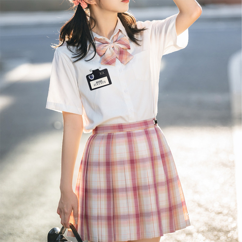 jk white shirt summer female 2021 new short-sleeved basic student college wind top large size class uniform white shirt