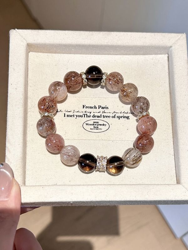 Natural Crystal Bracelet for Women, Black Gold Super Seven Tea Crystal, Original Niche Design, Career Bracelet, Jewelry Gift for Best Friend