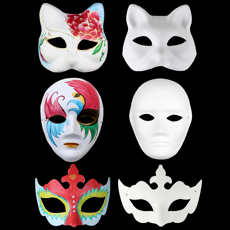 Halloween diy handmade creative painting graffiti white embryo coloring pulp mask kindergarten Beijing opera fox hand-painted