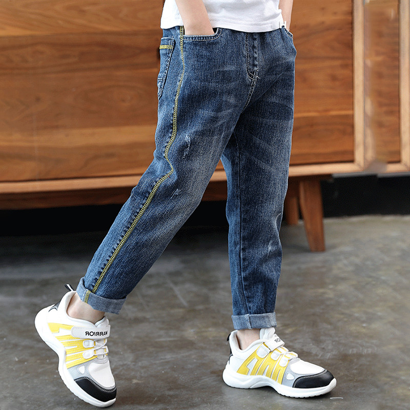 Boys jeans 2022 new children's trousers spring and autumn pants trendy handsome and fashionable spring big children soft