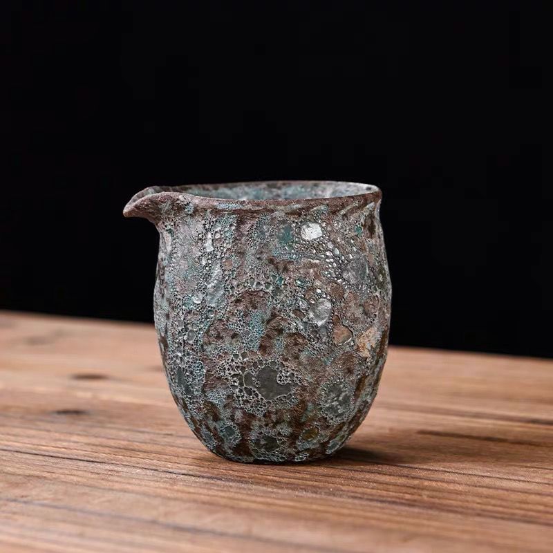 Firewood-Fired Kiln Transformed into Vintage Coarse Pottery with Bronze Glaze, Handcrafted Fair Cup, Handmade Pottery with Old Texture, Kung Fu Tea Sea Tea Sharing Vessel Firewood-Fired Kiln Transformed into Vintage Coarse Pottery with Bronze Glaze, Handcrafted Fair Cup, Handmade Pottery with Old Texture, Kung Fu Tea Sea Tea Sharing Vessel