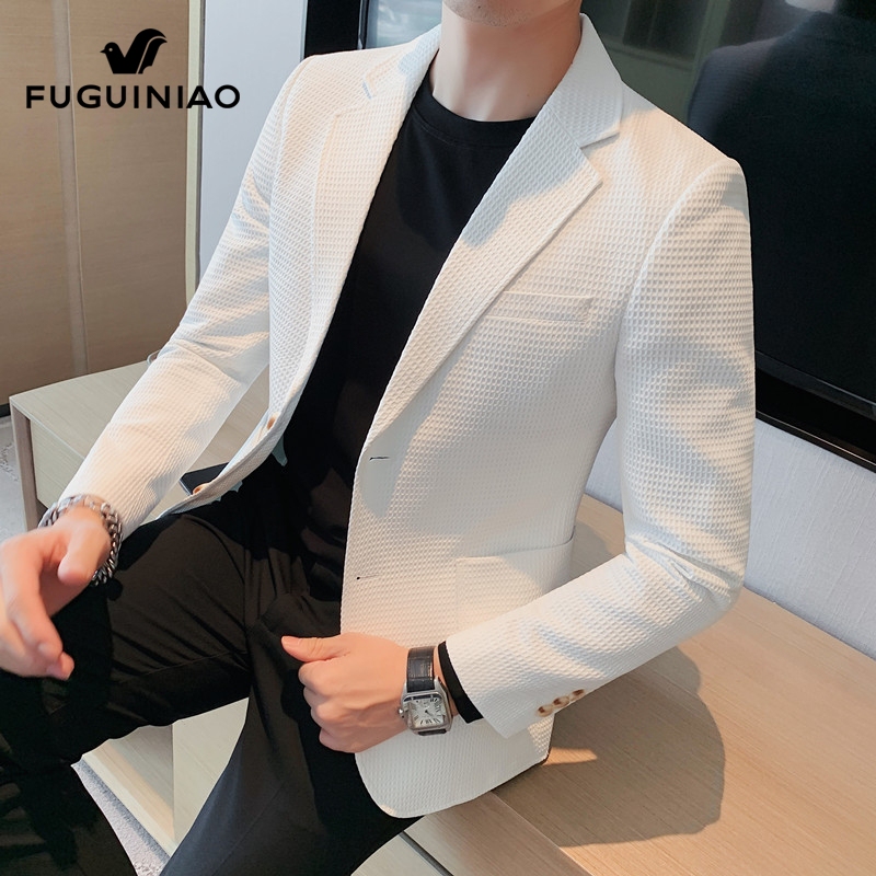 Fuguiniao White Suit Men's High-End Business Formal Single Suit 2026 Spring Casual Suit Jacket for Men