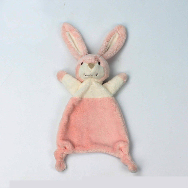 Original single baby plush soothing rabbit cute pink baby soothing towel saliva towel soft short plush can be imported