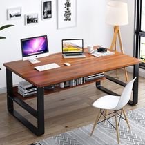 Office Table Office 1 m home desk double computer desk students simple solid wood color writing table belt