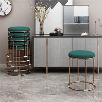 Nordic light luxury dining chair Nordic backless home stackable modern simple Net red iron makeup small stool