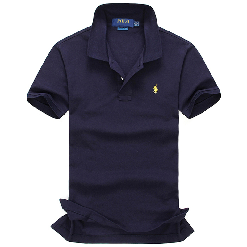 New Style Polo Shirt for Men, Short-Sleeved, Solid Color, Large Size, Turn-Down Collar, Casual Pure Cotton Half-Sleeve Trendy Top with Small Horse Logo for Summer