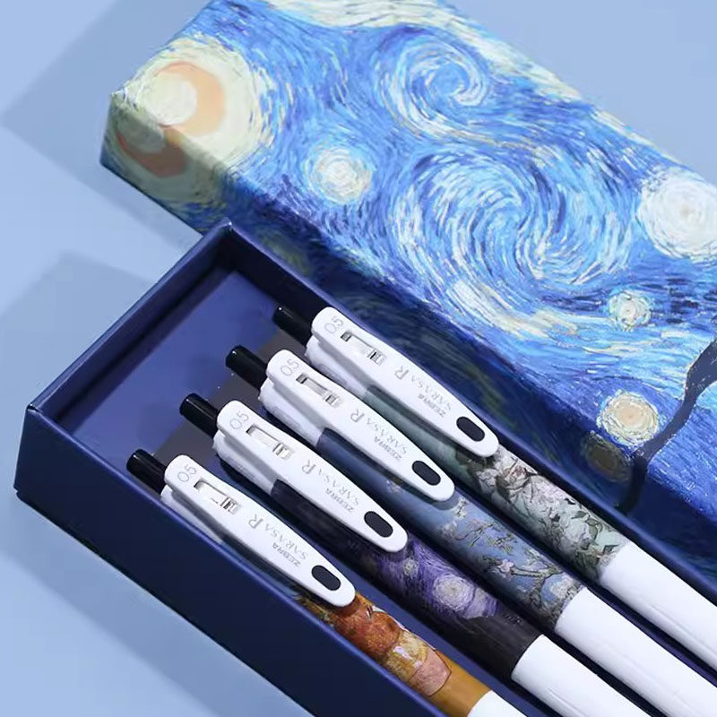 ZEBRA zebra Van Gogh High middle sex pen JJ15 qualified joint paragraph by moving speed dry black water pen sunflower Monet starry sky student send gift stationery gift box suit official flagship store officer net-Taoba
