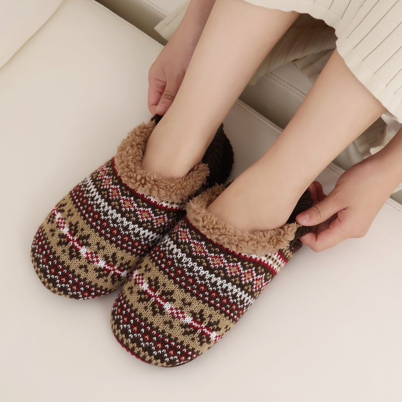 Winter Women's Lamb Wool Floor Socks, Home Thick-Soled Warm Slipper Socks, Knitted Non-Slip Carpet Socks, Foot-Warming Sock Covers, Shoe Socks