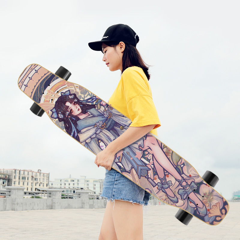Long board skateboard girl Girls and girls Four wheels Double Teething Adults Brush Street Starters Versatile Dance Board Beginner Professional Board