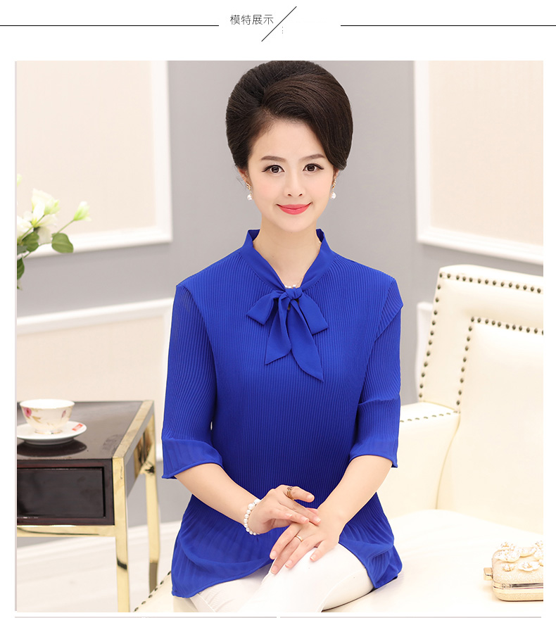 Phụ nữ trung niên t-shirt ngắn tay mẹ áo sơ mi áo sơ mi kích thước lớn phụ nữ trung niên áo mùa hè xếp li t-shirt quần áo nữ trung niên