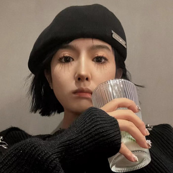 Reverse-wearing beret british retro women's autumn and winter large head circumference