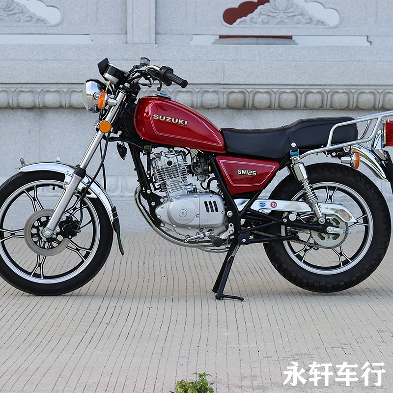 Мотоцикл Suzuki Prince 125 см³ — б/у оригинал, полный комплект, внедорожный, сидение верхом, красный/чёрный