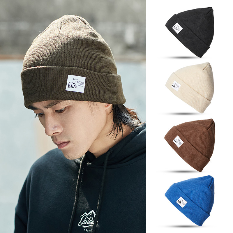 Knitted Hat Autumn Winter Hat Men Tide Sign Cotton Cap Warm Cold Cap Big Head Circumference Winter Thin head cap wool line hat