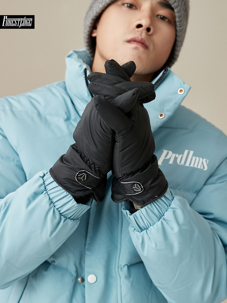 Men's gloves autumn and winter new full-finger touch screen warm riding gloves cold-proof thickened plush fleece warm gloves