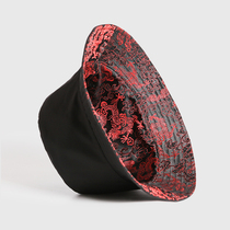Double-sided Chinese style dragon embroidery fisherman hat mens tide brand wild hat fashion shade spring and summer eaves ins