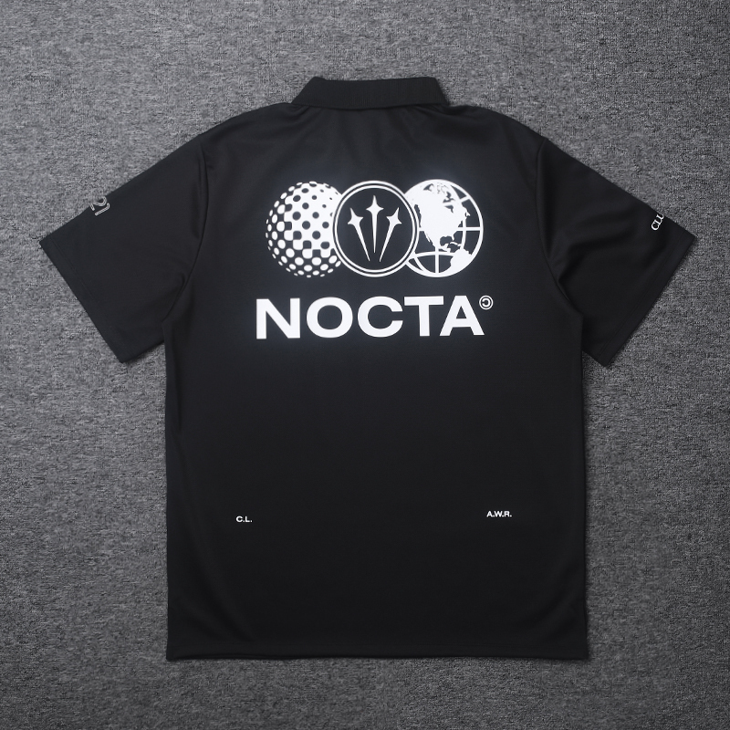 Nocta Co-Branded Golf Polo Shirt with Ice Silk Texture, Sports Print, Unisex Letter Short-Sleeved Top