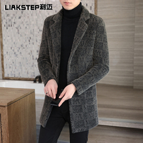 Mens woolen sweatshirt autumn winter youth Korean version of subcoat trend thickening medium long mink suede mens clothing windsuit