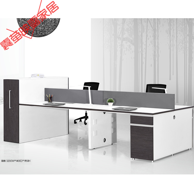 Office furniture desk 2 4 6 people with a minimalist modern screen working position staff desk chair combination