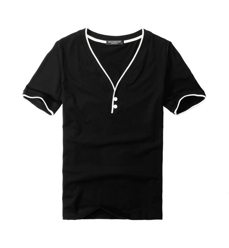 Mùa hè nam mới thả lỏng sâu cổ chữ V ngắn tay cotton t cộng với phân bón để tăng thêm kích thước lớn chất béo béo mỡ thủy triều áo ba lỗ nam