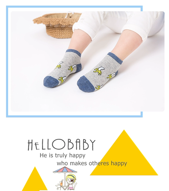 Vớ trẻ em cotton 3-5-8-12 tuổi Tất bé trai vớ thuyền bé gái vớ mùa xuân và mùa hè mỏng phần lớn vớ trẻ em