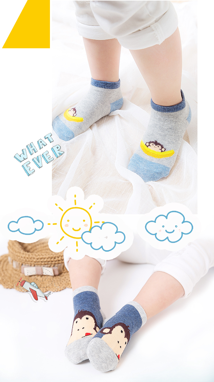 Vớ trẻ em cotton 3-5-8-12 tuổi Tất bé trai vớ thuyền bé gái vớ mùa xuân và mùa hè mỏng phần lớn vớ trẻ em tất lót lông 