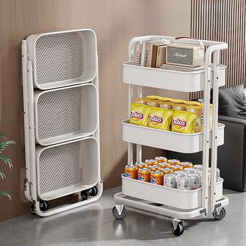 Japanese trolley movable storage rack multi-layer storage rack bathroom kitchen bedroom floor-standing snack bookshelf