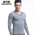 Áo len nam dày cộng với nhung cơ cổ chữ V lạnh bó sát, áo len cotton đơn mảnh trẻ trung ấm áp áo dài tay Áo ấm