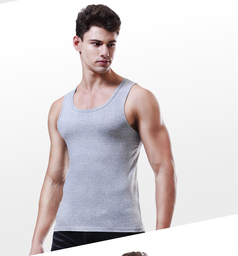 Áo khoác thể thao nam cotton mùa hè thanh niên thoáng khí cản trở nam giới tự tu luyện thể dục không tay chạm đáy áo trắng thủy triều áo ngực cúp ngang