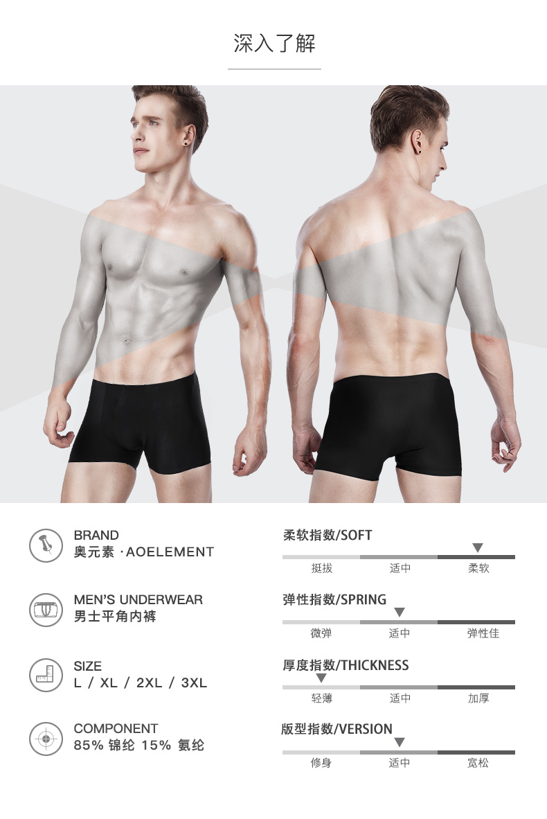 奥元素 空气裸感 男超薄冰丝内裤 3条 图14