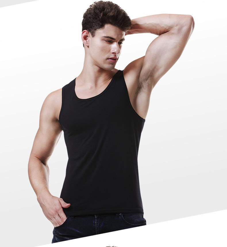 Áo khoác thể thao nam cotton mùa hè thanh niên thoáng khí cản trở nam giới tự tu luyện thể dục không tay chạm đáy áo trắng thủy triều áo ngực cúp ngang