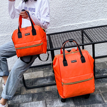 Japanese Pop Pull Rod Bag Universal Wheels Women Light Travel Bag Hand Luggage Bag Students Double Shoulder Backpack Pull Rod Bag