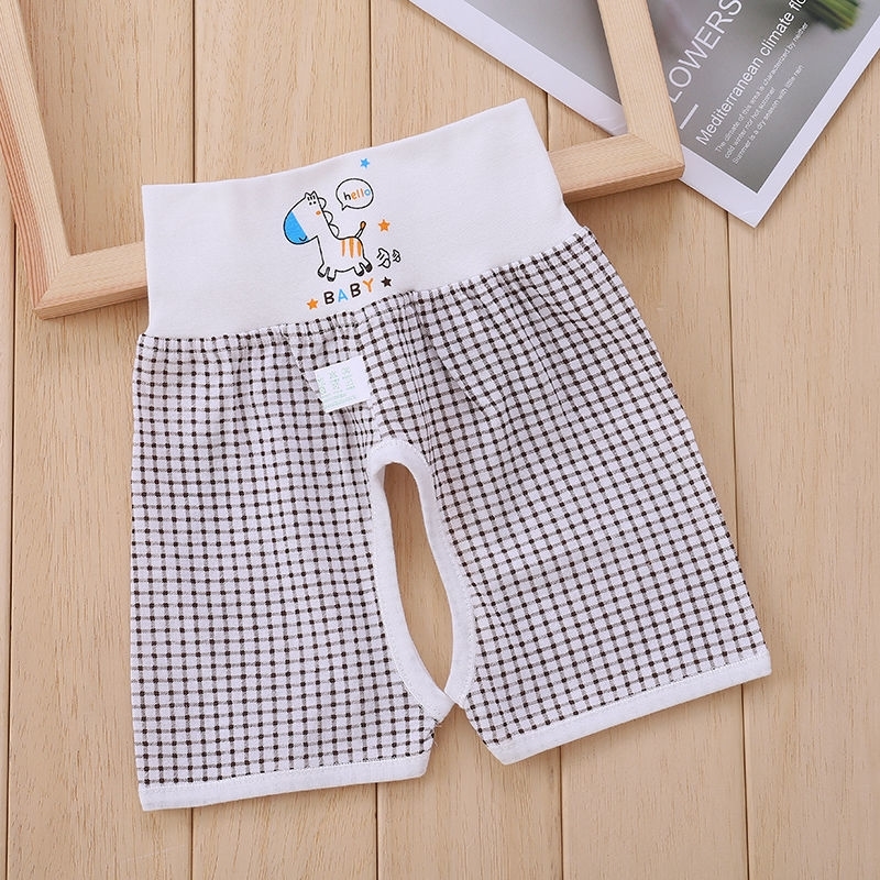 Baby shorts open crotch pants summer men's bao high waist and belly protection open range pants pure cotton anti-cool pyjamas outside wearing boy woman