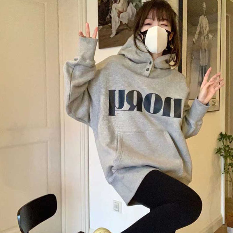 Ader autumn winter new gray thin shade jacket female loose plug thickening medium and long overcoat tide