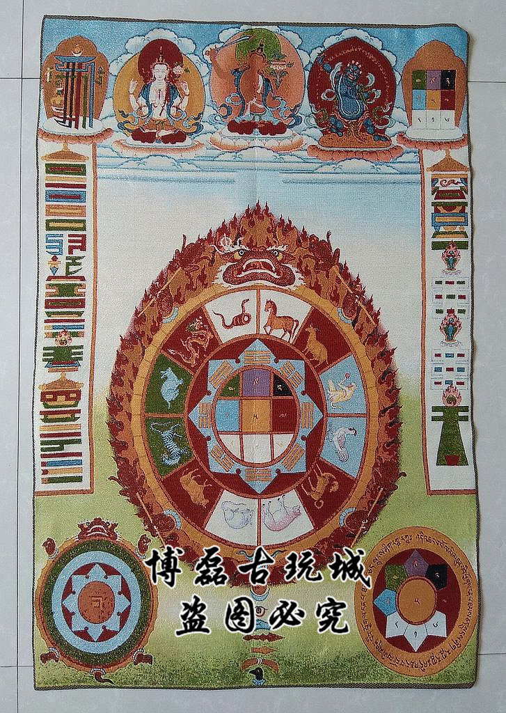 Tibetan Mythong Buddha Dang Card Embroidery Brocade Silk Embroidered silk embroidered Buddha Hall frescoed Church of the XII Zodiac