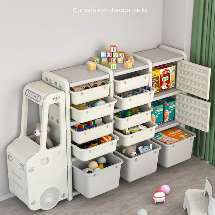 Children's toy containing layer shelf finishing rack large capacity bookcase floor cartoon small car storage cabinet Baby containing cabinet