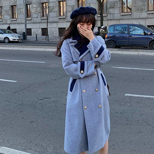 Шерстяной плащ, костюм, кашемировое длинное пальто, 2021 года, средней длины