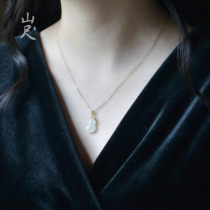 Yongfu natural Hetian Jade White Jade gourd pendant lamb Jade 18K gold jade necklace evil evil gift