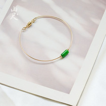 Qingfu 丨 Jade road pass bracelet jade 18K gold bracelet does not fade simple fashion mountain ruler hand-made