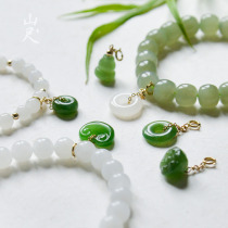 Xiao Fubao -- natural and field jade small pendant pendant 18K bag gold bracelet hanging decoration Ping An buckle Ruyi hoist