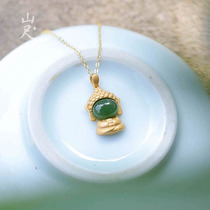 Huixin natural Hetian Jade Jasper little Buddha pendant 925 sterling silver safe jade necklace for mother gift