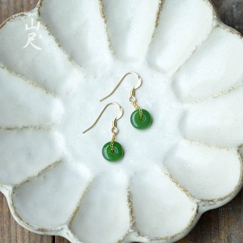 Glad and Tian Yuping button ear ear hook jade ear crash ear ear ear with 18k bag gold