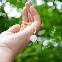 Ice heart 丨 Pure natural Hetian jade white jade transfer bead jade stone necklace pendant 925 silver thickness 24k real gold