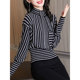 The counter mall withdraws the international big-name cut-tail single women's 2022 new half turtleneck striped wool sweater