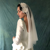 Bridal photo retro Korean simple fairy veil Elegant travel shoot wild simple lace flower soft yarn veil