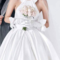 Bride gloves long wedding dress full finger satin warm white photo with finger wedding ceremony gloves