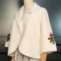 Autumn and winter warm Bride wedding shawl Burgundy cheongsam dress woolen shawl small coat imitation mink thick