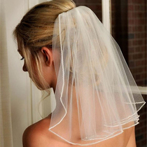 Korean bride short veil plain yarn Wedding wedding headdress Travel small veil photography modeling Wedding accessories